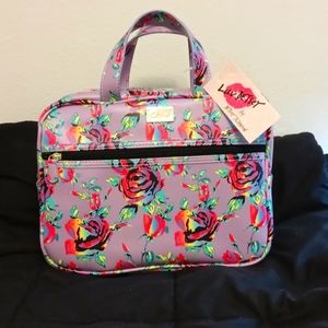Betsey Johnson Rainbow Funk Floral Top Handle Weekender/Cosmetic Bag